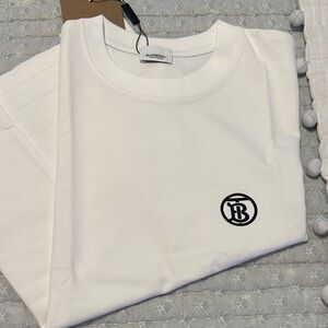 Burberry Cream T-Shirt with Black Emblem